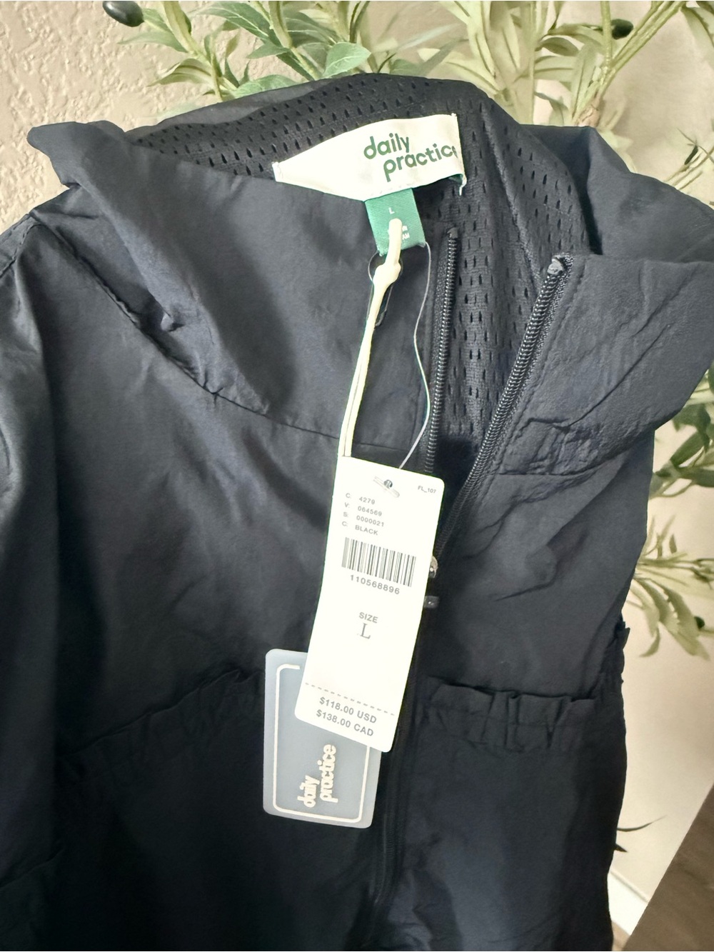 Anthropologie Daily Practice Black Half Zip Anorak Utility Dress Size L